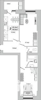 2-к квартира, вторичка, 65м2, 11/16 этаж