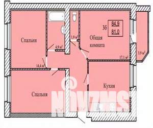 3-к квартира, строящийся дом, 85м2, 2/9 этаж