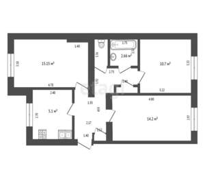 3-к квартира, вторичка, 61м2, 4/5 этаж