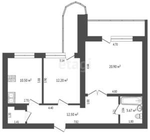 2-к квартира, вторичка, 61м2, 6/16 этаж