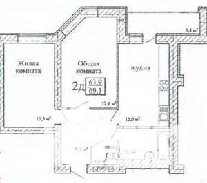 2-к квартира, вторичка, 69м2, 7/16 этаж