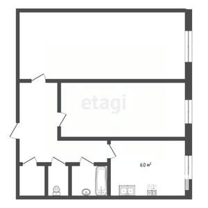 2-к квартира, вторичка, 44м2, 1/5 этаж