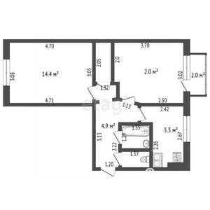 2-к квартира, вторичка, 42м2, 4/5 этаж