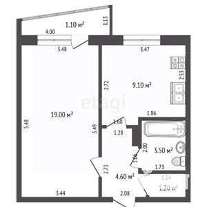 1-к квартира, вторичка, 38м2, 7/9 этаж