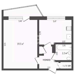 1-к квартира, вторичка, 38м2, 9/9 этаж