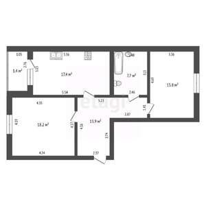 2-к квартира, вторичка, 73м2, 6/6 этаж