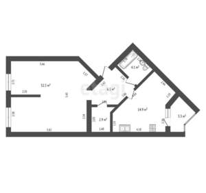 1-к квартира, вторичка, 62м2, 12/12 этаж