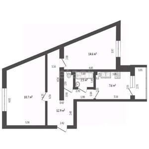 2-к квартира, вторичка, 58м2, 5/6 этаж