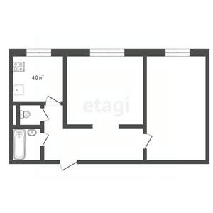 2-к квартира, вторичка, 53м2, 9/9 этаж