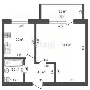 1-к квартира, вторичка, 30м2, 5/5 этаж