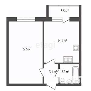 1-к квартира, вторичка, 44м2, 5/6 этаж