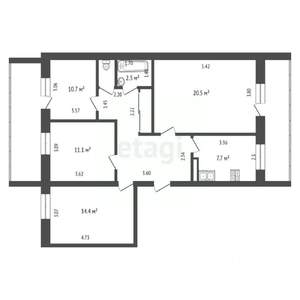 4-к квартира, вторичка, 79м2, 2/5 этаж