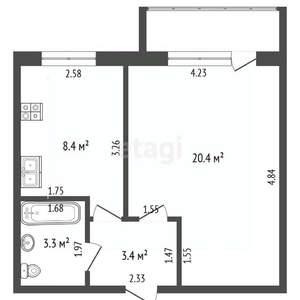 1-к квартира, вторичка, 32м2, 5/5 этаж