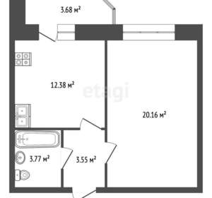 1-к квартира, вторичка, 40м2, 14/14 этаж