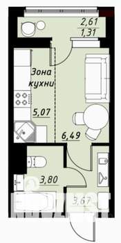 Студия квартира, вторичка, 20м2, 9/9 этаж