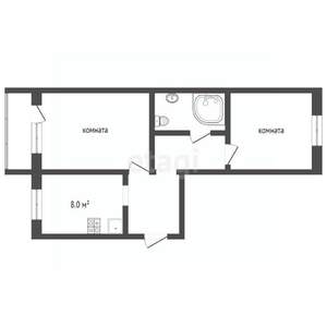 2-к квартира, вторичка, 51м2, 4/6 этаж