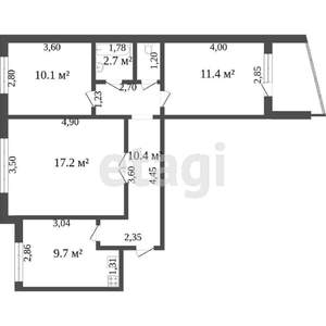 3-к квартира, вторичка, 65м2, 10/10 этаж