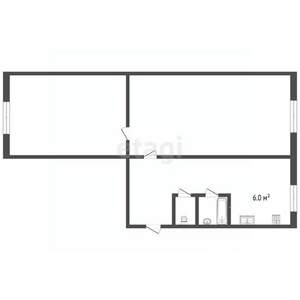 2-к квартира, вторичка, 43м2, 4/4 этаж