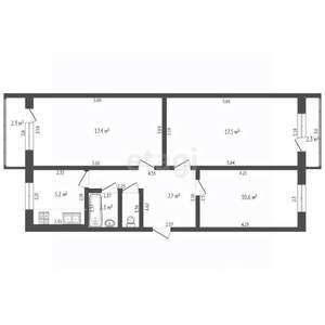 3-к квартира, вторичка, 62м2, 4/5 этаж