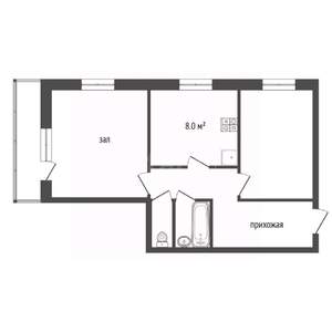 2-к квартира, вторичка, 54м2, 6/10 этаж