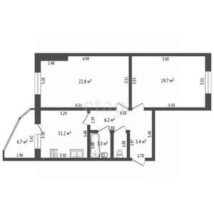 2-к квартира, вторичка, 68м2, 16/16 этаж