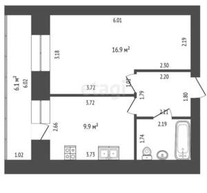 1-к квартира, вторичка, 35м2, 4/9 этаж
