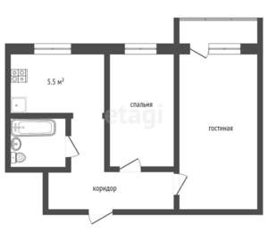 2-к квартира, вторичка, 42м2, 5/5 этаж