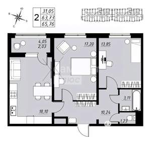2-к квартира, вторичка, 66м2, 8/9 этаж
