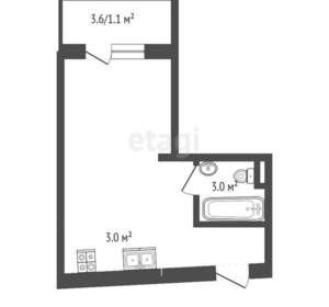 Студия квартира, вторичка, 23м2, 1/9 этаж