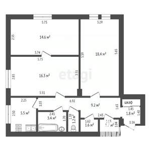 3-к квартира, вторичка, 74м2, 4/4 этаж