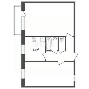 2-к квартира, вторичка, 46м2, 2/5 этаж