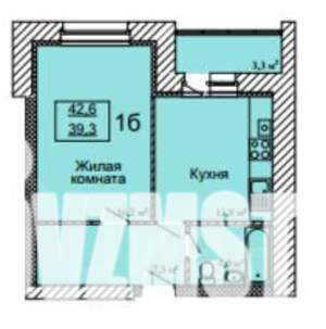 1-к квартира, строящийся дом, 43м2, 9/9 этаж