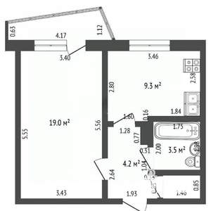 1-к квартира, вторичка, 37м2, 9/9 этаж
