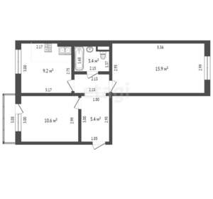 2-к квартира, вторичка, 47м2, 3/5 этаж