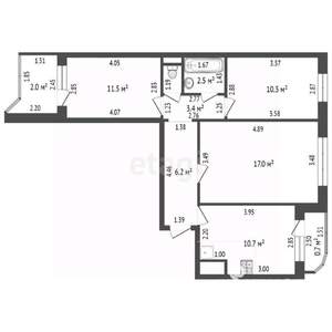 3-к квартира, вторичка, 63м2, 10/10 этаж