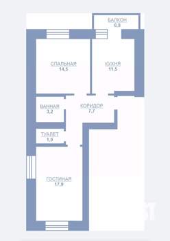 2-к квартира, вторичка, 63м2, 4/8 этаж