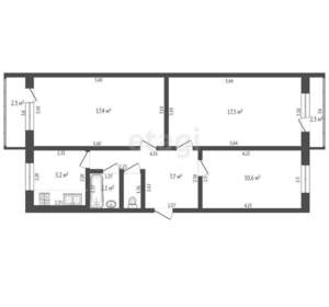 3-к квартира, вторичка, 62м2, 4/5 этаж