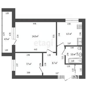 2-к квартира, вторичка, 41м2, 7/9 этаж