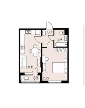 1-к квартира, вторичка, 40м2, 9/9 этаж