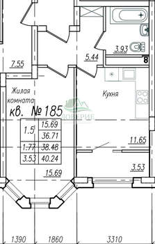 1-к квартира, вторичка, 40м2, 2/17 этаж