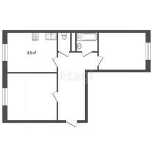 2-к квартира, вторичка, 59м2, 4/4 этаж