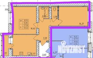 2-к квартира, вторичка, 59м2, 9/9 этаж