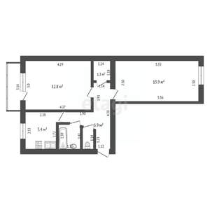 2-к квартира, вторичка, 43м2, 3/5 этаж
