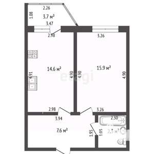 1-к квартира, вторичка, 43м2, 14/16 этаж