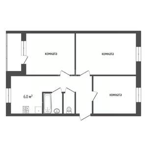 3-к квартира, вторичка, 62м2, 4/5 этаж