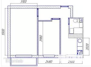 2-к квартира, вторичка, 43м2, 4/5 этаж