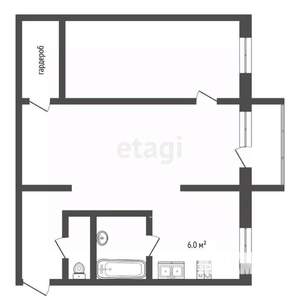 2-к квартира, вторичка, 43м2, 4/4 этаж