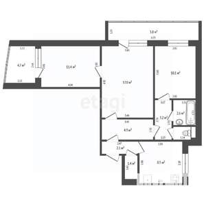 3-к квартира, вторичка, 62м2, 3/9 этаж