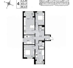 4-к квартира, вторичка, 87м2, 8/9 этаж