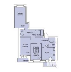 3-к квартира, вторичка, 83м2, 1/6 этаж
